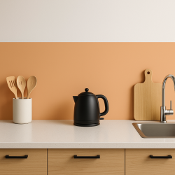 Crédence de cuisine orange pêche sur mesure. Livraison gratuite !