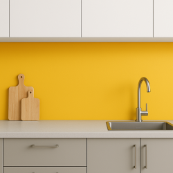Crédence de cuisine jaune orange sur mesure. Livraison gratuite !