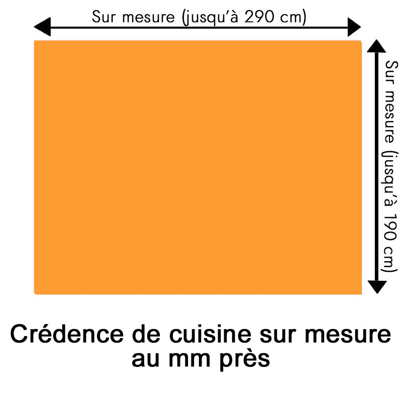 Crédence de cuisine orange mandarine sur mesure. Livraison gratuite !