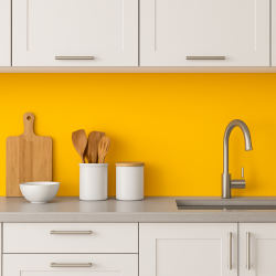 Crédence de cuisine orange clair sur mesure. Livraison gratuite !