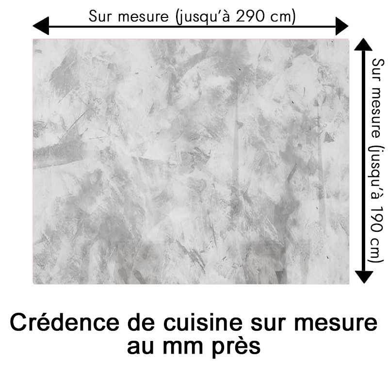 Crédence cuisine motif béton brut sur mesure au mm près
