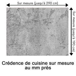 Crédence cuisine motif béton grunge sur mesure au mm près