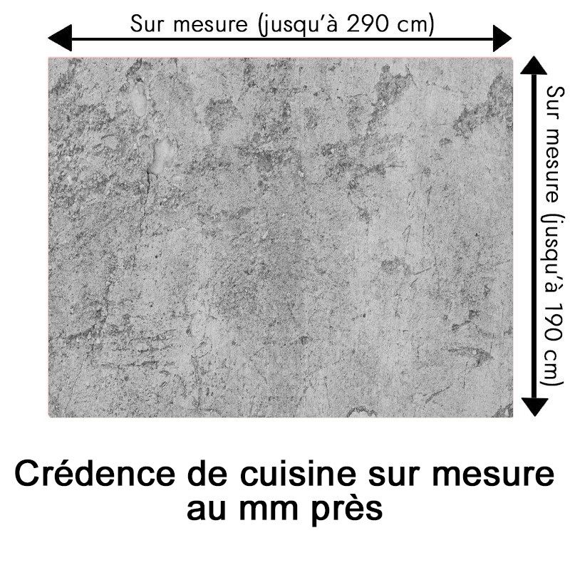 Crédence cuisine motif béton grunge sur mesure au mm près