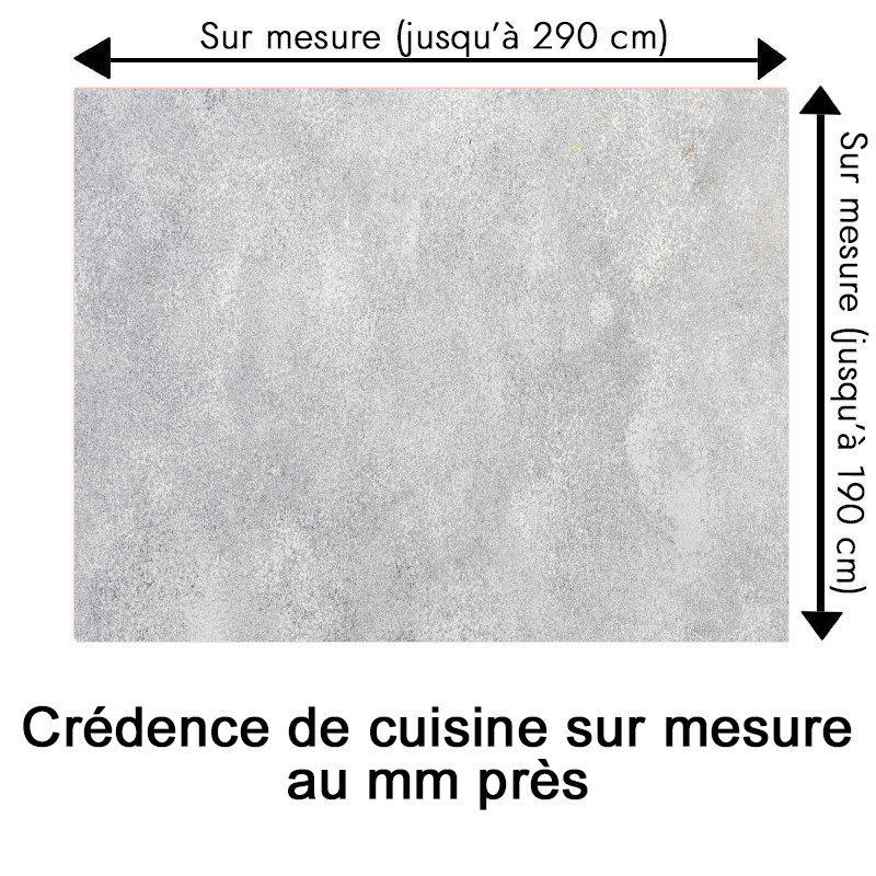 Crédence cuisine motif béton lissé sur mesure au mm près