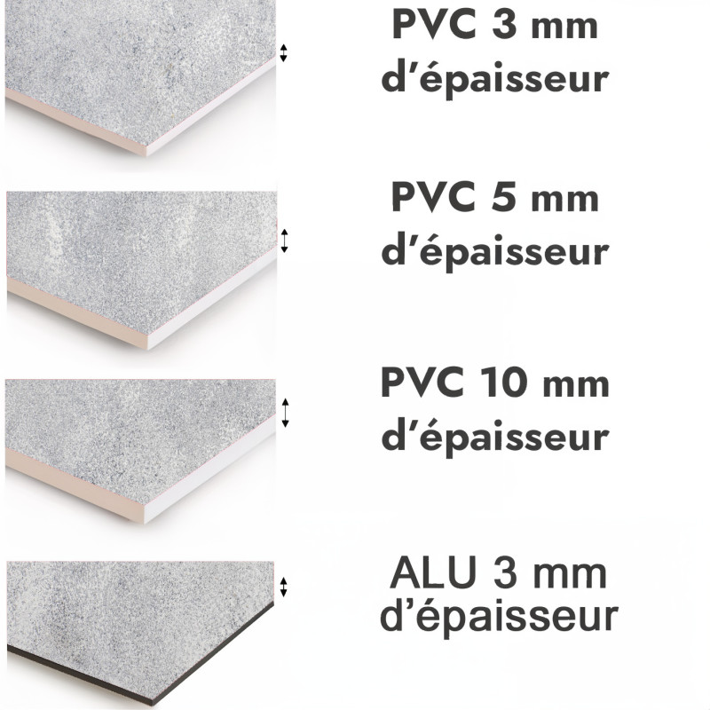 Crédence cuisine motif béton lissé - PVC et ALU épaisseurs