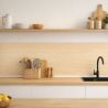 Crédence cuisine motif bois clair mise en situation