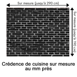 Crédence cuisine motif briques noires sur mesure au mm près