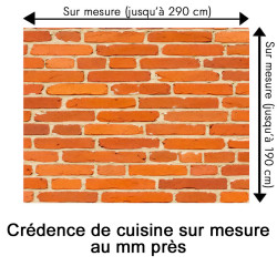 Crédence cuisine motif briques rouges sur mesure au mm près