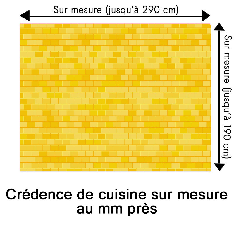 Crédence cuisine motif briques jaunes sur mesure au mm près