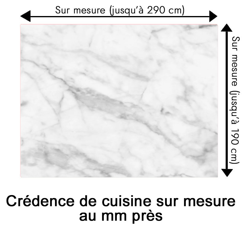 Crédence cuisine motif marbre blanc et gris clair sur mesure au mm près