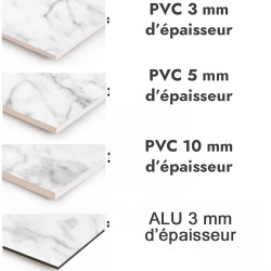 Crédence cuisine motif marbre blanc et gris clair - PVC et ALU épaisseurs