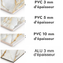 Crédence cuisine motif marbre gris et ocre - PVC et ALU épaisseurs