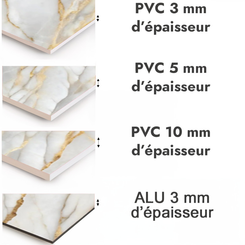 Crédence cuisine motif marbre gris et ocre - PVC et ALU épaisseurs